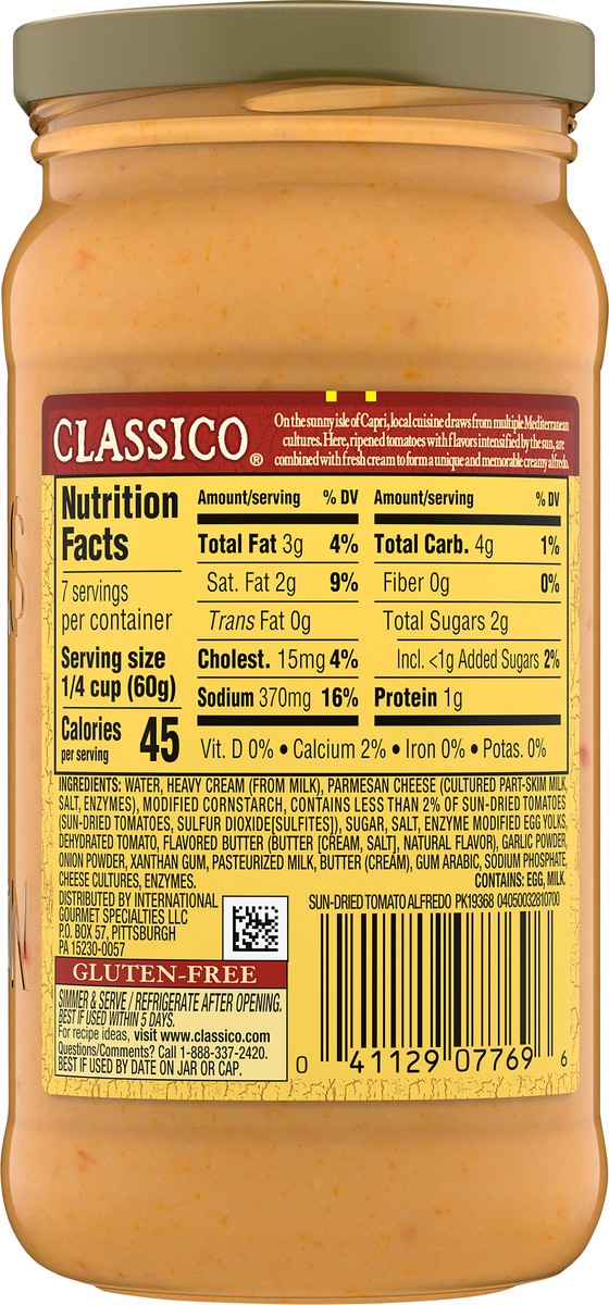 slide 5 of 11, Classico Sun-Dried Tomato Alfredo Pasta Sauce, 15 oz Jar, 15 oz