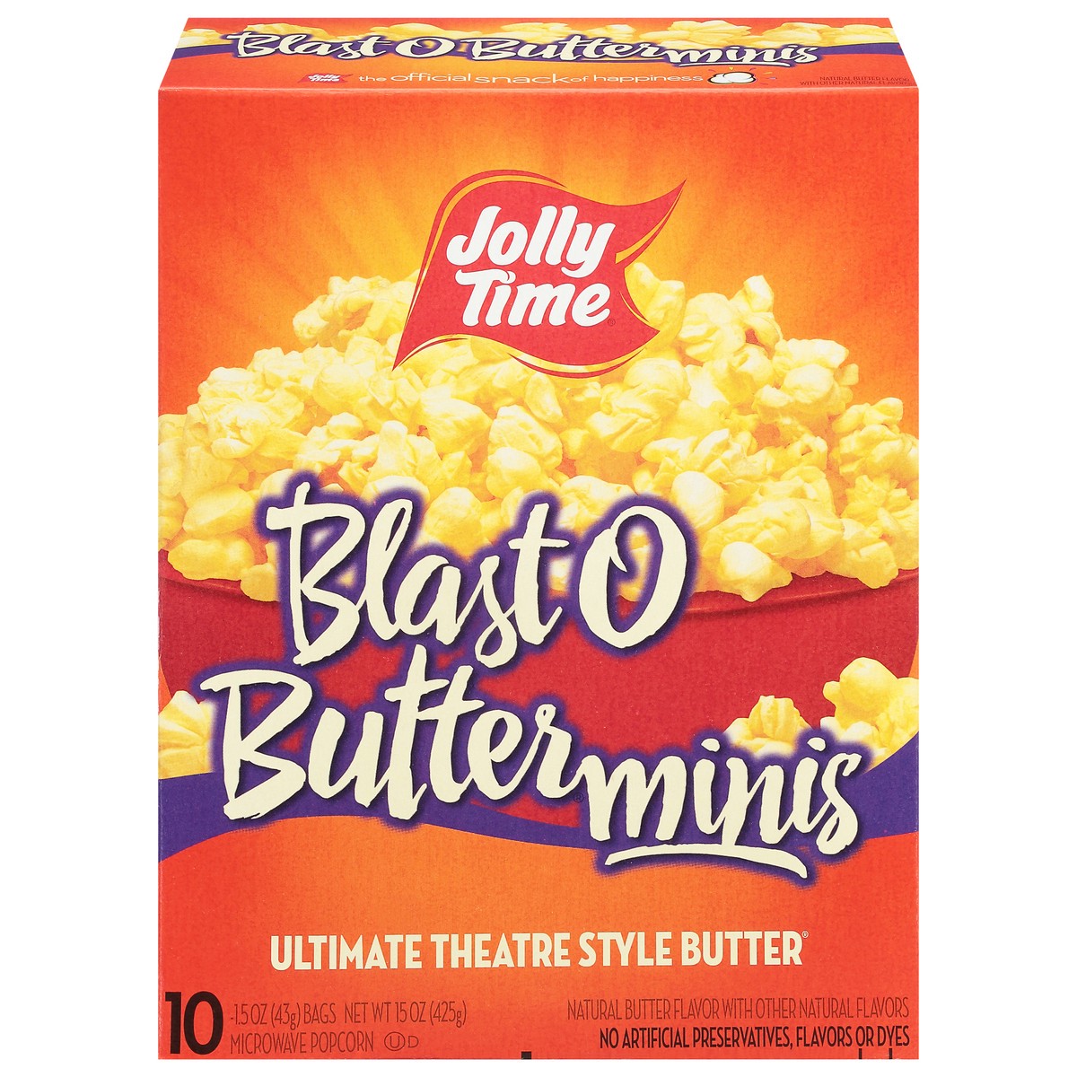 slide 11 of 16, Jolly Time Blast O Butterminis Popcorn 10 - 1.5 oz Bags, 15 oz