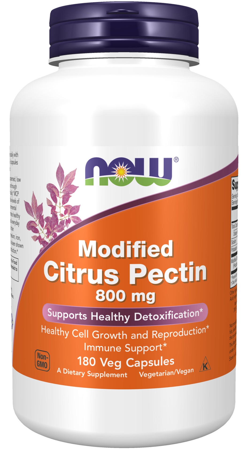 slide 1 of 4, NOW Modified Citrus Pectin 800 mg - 180 Veg Capsules, 180 ct