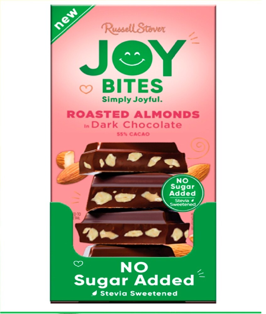 slide 1 of 1, RUSSELL STOVER Joy Bites Roasted Almond Dark Chocolate Bar, 2.8 oz., 10 oz