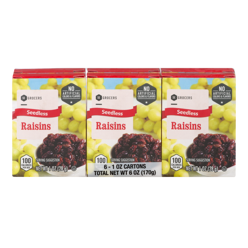 slide 1 of 1, SE Grocers Seedless Raisins Carton, 6 ct