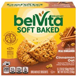 belVita Soft Baked Cinnamon Oat Breakfast Biscuits, Chewy Breakfast Bars, 5 ct