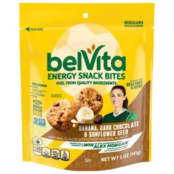 belVita Energy Snack Bites, Banana, Dark Chocolate and Sunflower Seed, 5 oz Bag