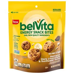 belVita Energy Snack Bites, Banana, Dark Chocolate and Sunflower Seed, 5 oz Bag