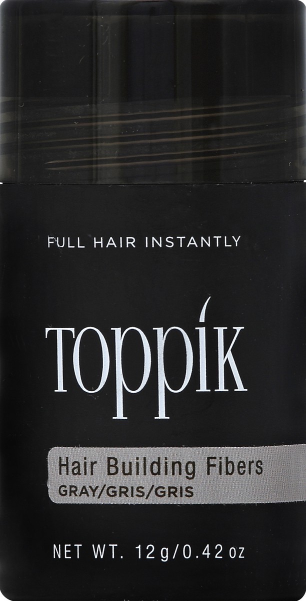 slide 2 of 2, Toppik Hair Building Fibers, Gray, 12g Fill In Fine or Thinning Hair, Instantly Thicker, Fuller Looking, 9 Shades for Men & Women, Keratin Protein Formula, 0.42 oz