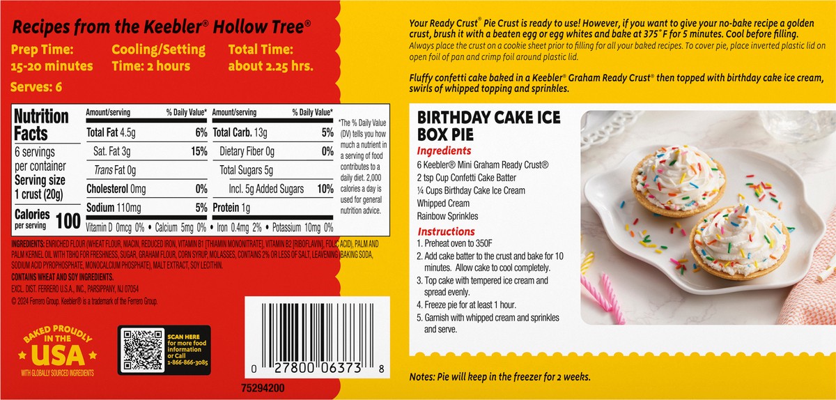 slide 11 of 12, KEEBLER Graham Ready, 6 Mini Pie Crusts - 4oz / 113g, 6 ct