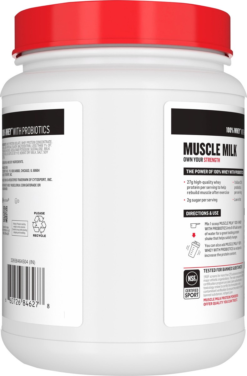 slide 3 of 6, Muscle Milk Protein Powder, 29.6 oz