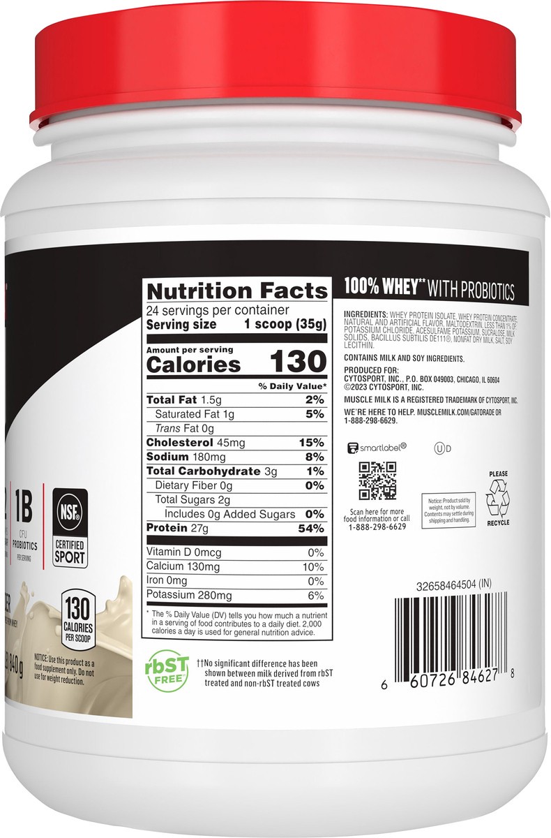 slide 5 of 6, Muscle Milk Protein Powder, 29.6 oz