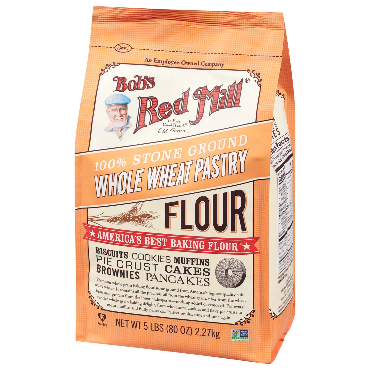 slide 3 of 9, Bob's Red Mill Whole Wheat 100% Stone Ground Pastry Flour 80 oz, 80 oz