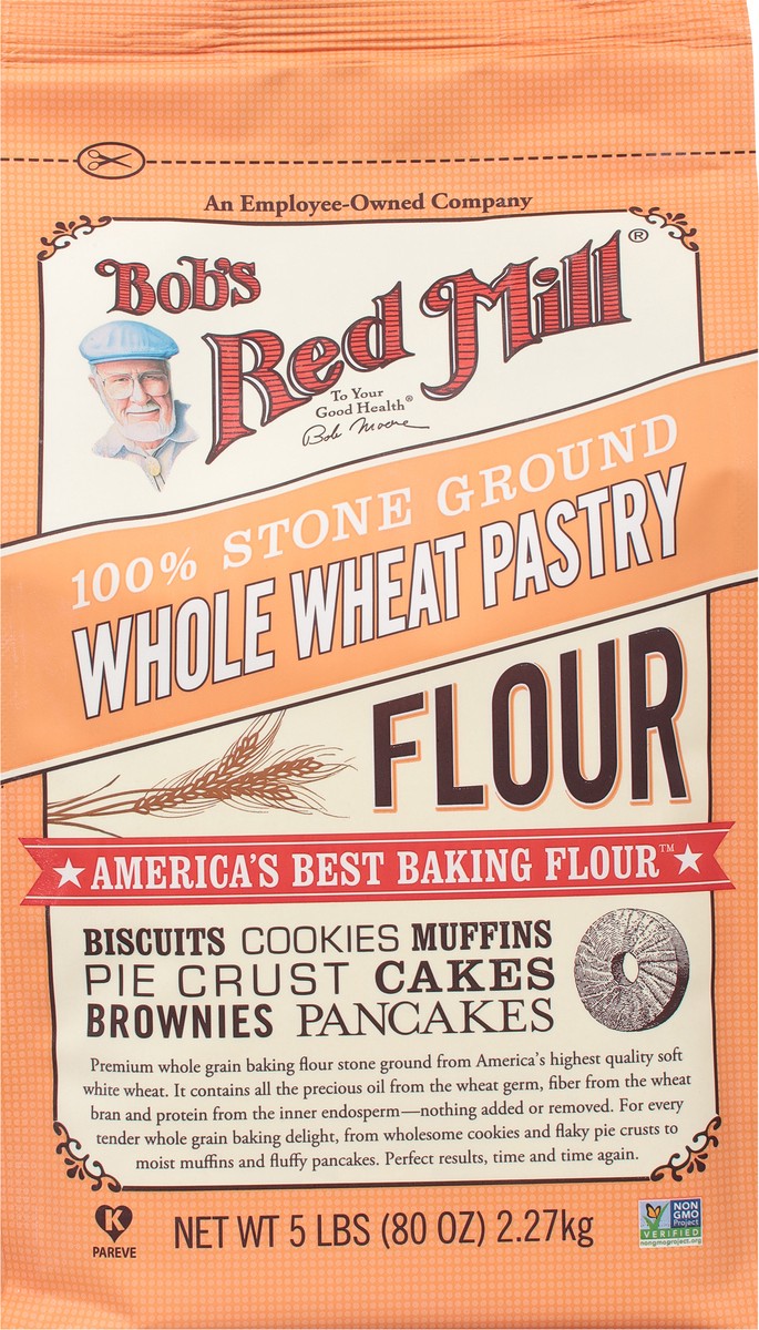 slide 6 of 9, Bob's Red Mill Whole Wheat 100% Stone Ground Pastry Flour 80 oz, 80 oz