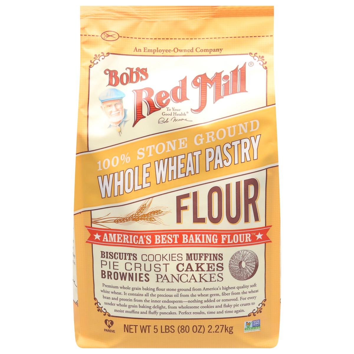 slide 1 of 9, Bob's Red Mill Whole Wheat 100% Stone Ground Pastry Flour 80 oz, 80 oz