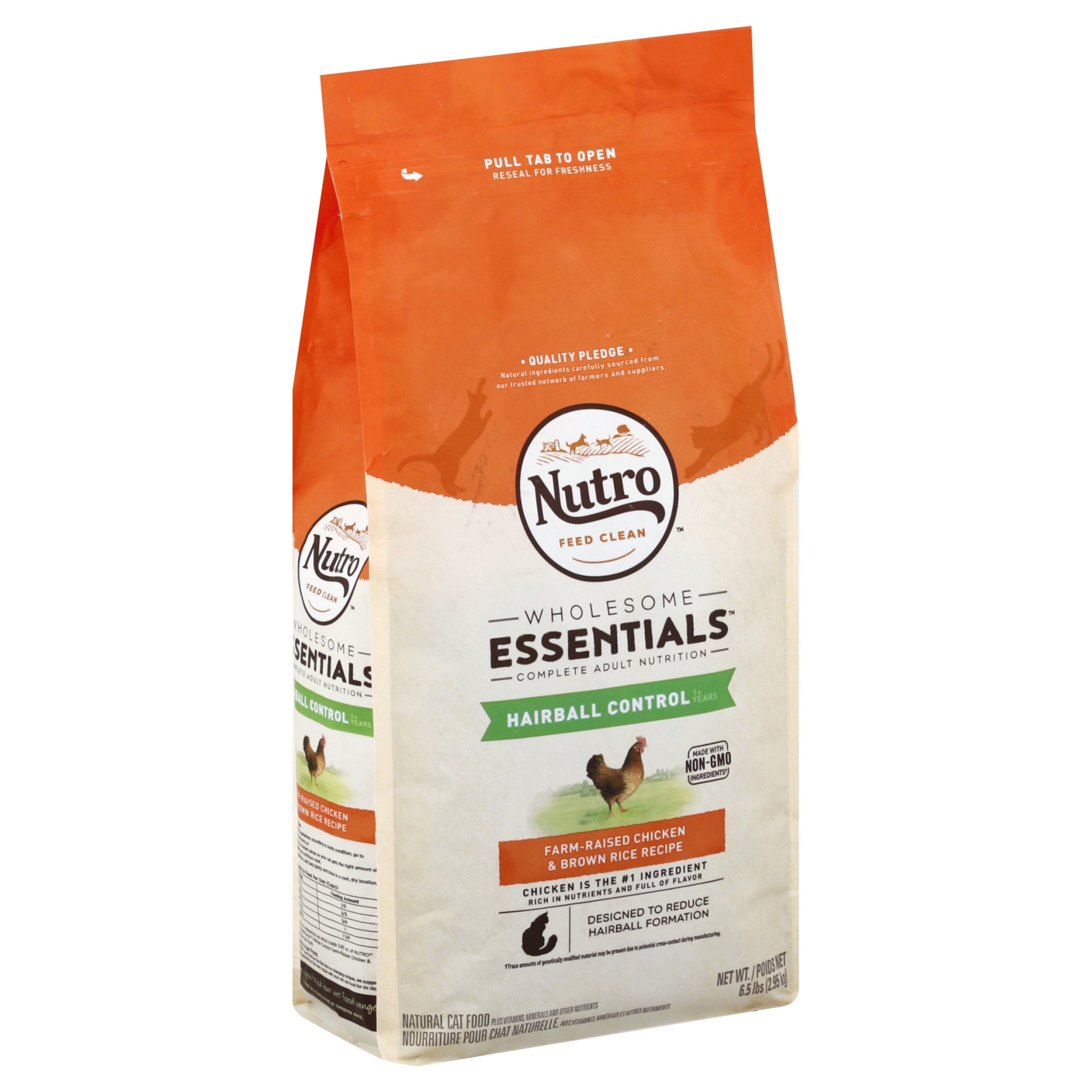 slide 1 of 1, Nutro Wholesome Essentials Hairball Control Cat Food Farmed-Raised Chicken & Brown Rice, 6.5 lb