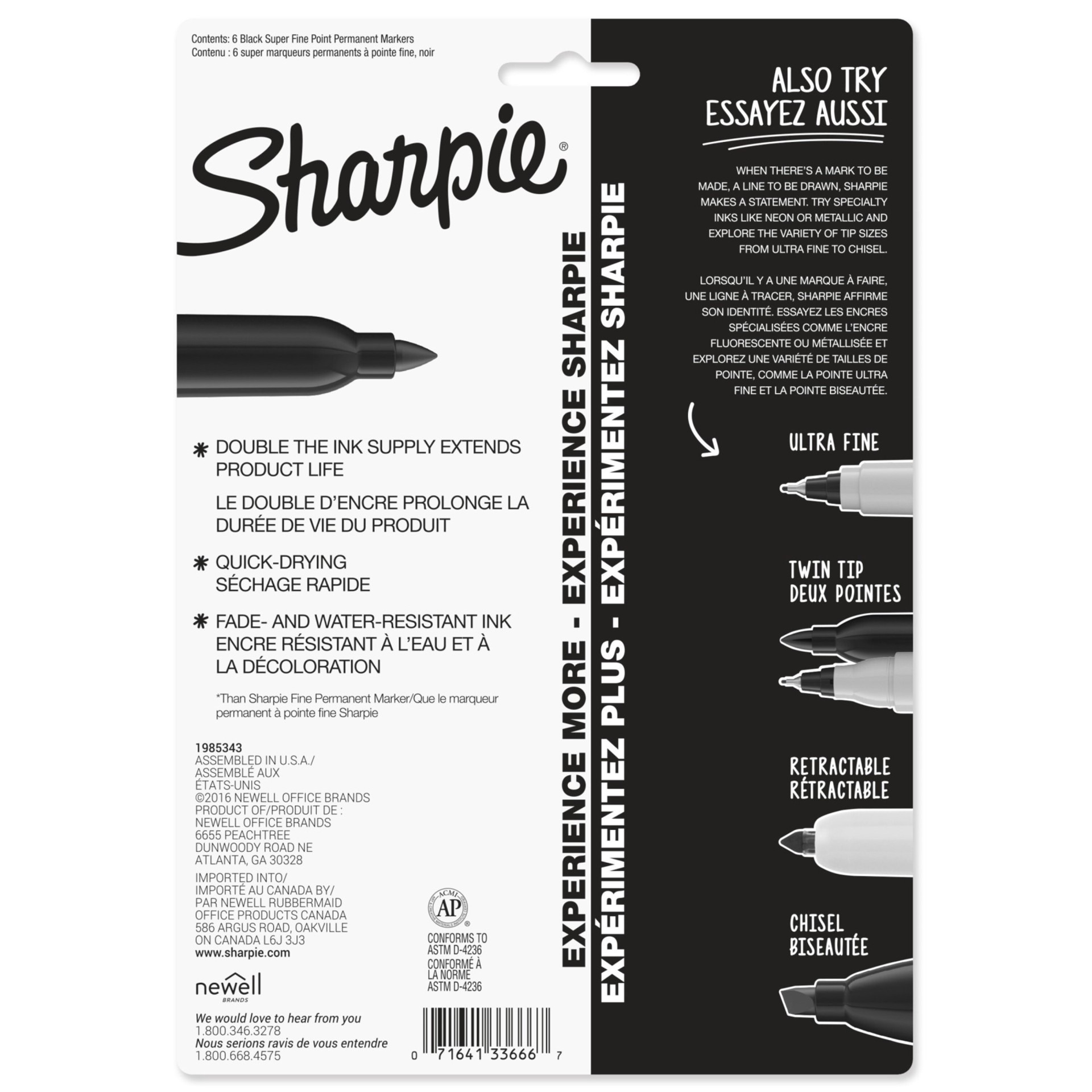 slide 4 of 4, Sharpie Super Permanent Fine Point Markers - Black, 6 ct