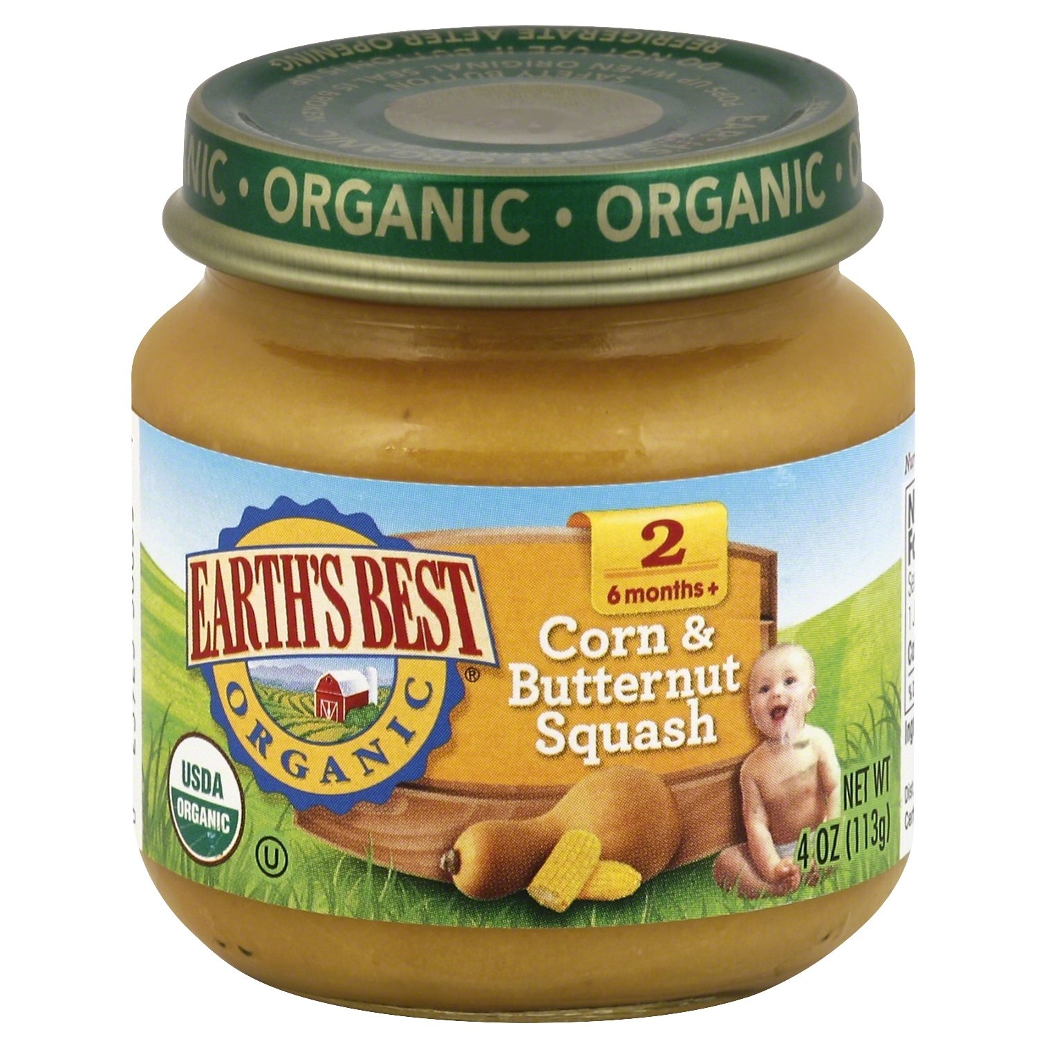 slide 1 of 1, Earth's Best Pureed Baby Food Corn & Butternut Squash, 4 oz