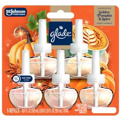 Glade PlugIns Scented Oil 5 Refills, Air Freshener, Golden Pumpkin & Spice, 3.35 fl oz, Pack of 5