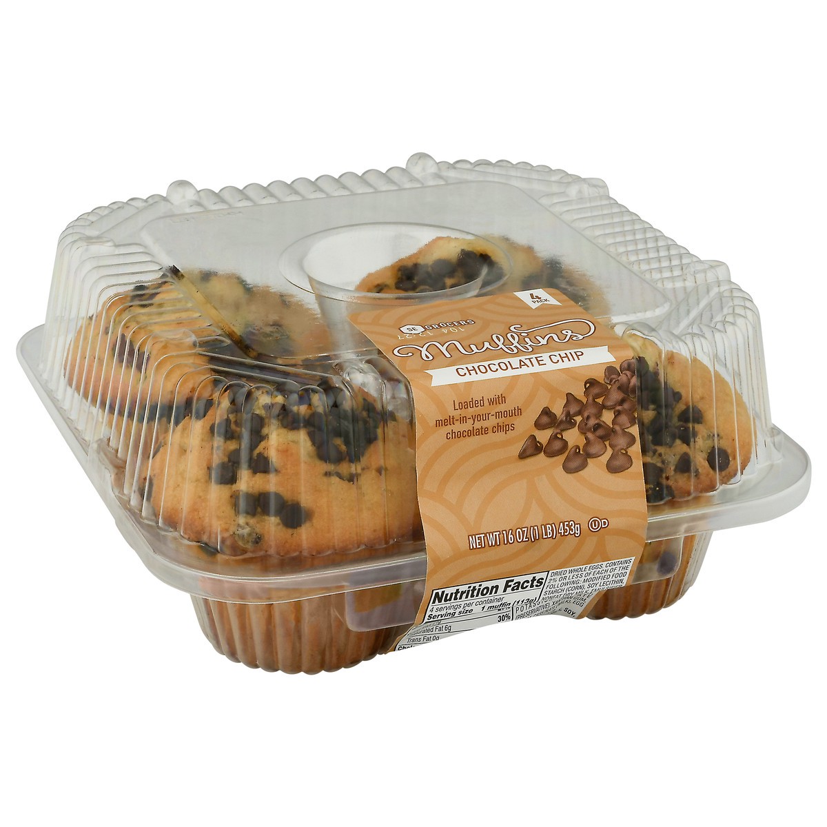 slide 2 of 9, SE Grocers Chocolate Chip Muffins 4 Pack, 1 ct