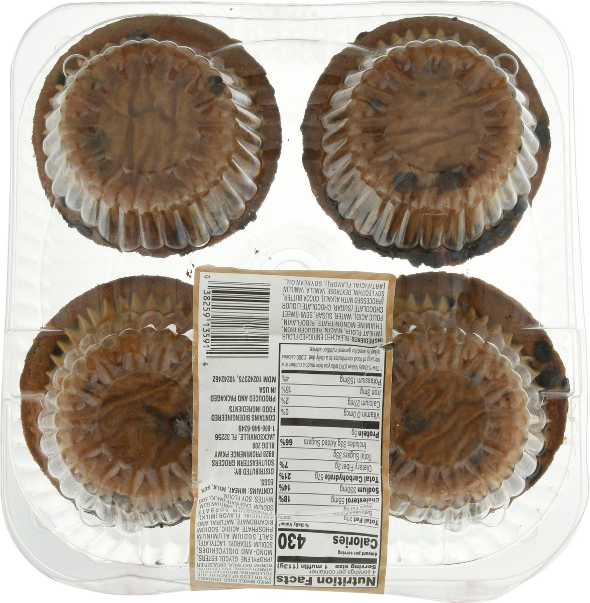 slide 4 of 9, SE Grocers Chocolate Chip Muffins 4 Pack, 1 ct