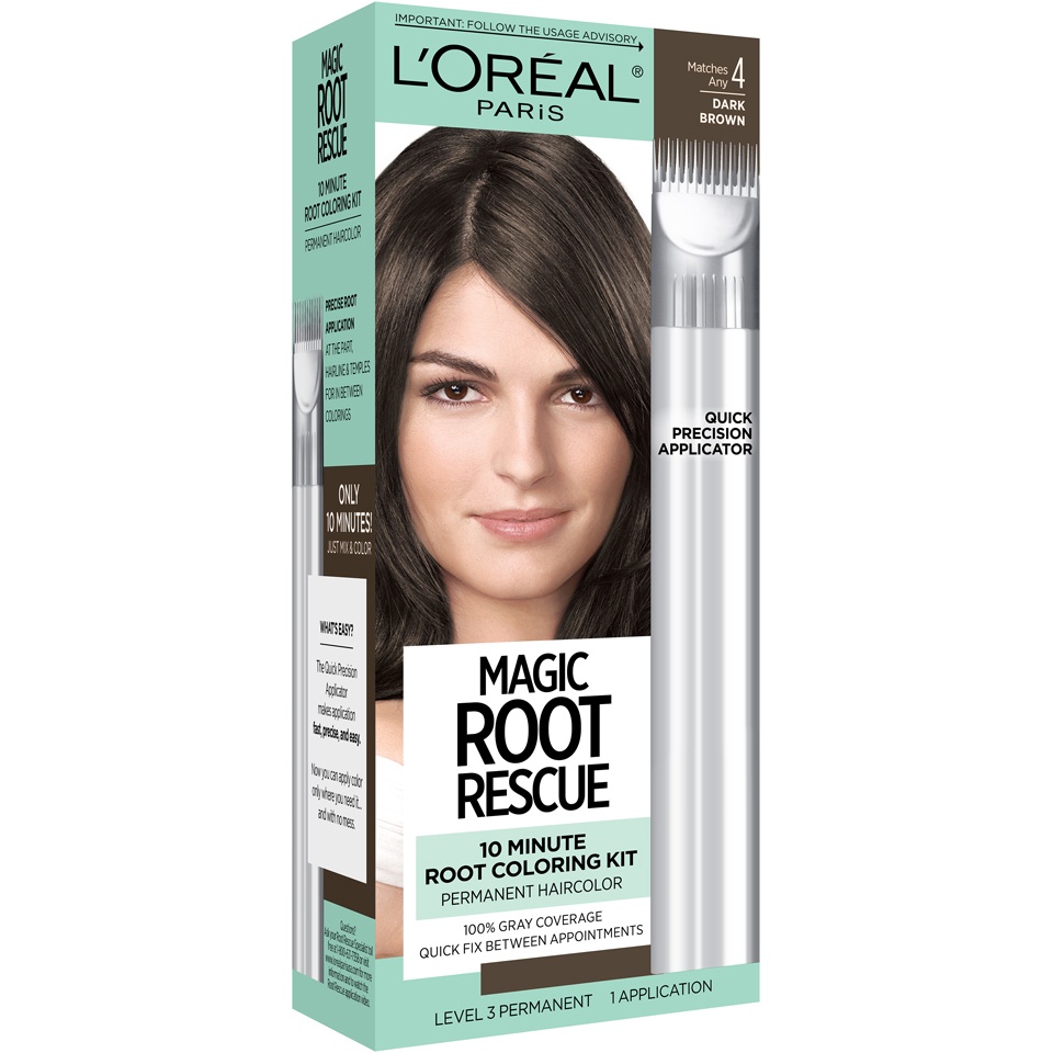 slide 3 of 8, L'Oréal Root Rescue 10 Minute Root Coloring Kit - 4 Dark Brown, 1 ct