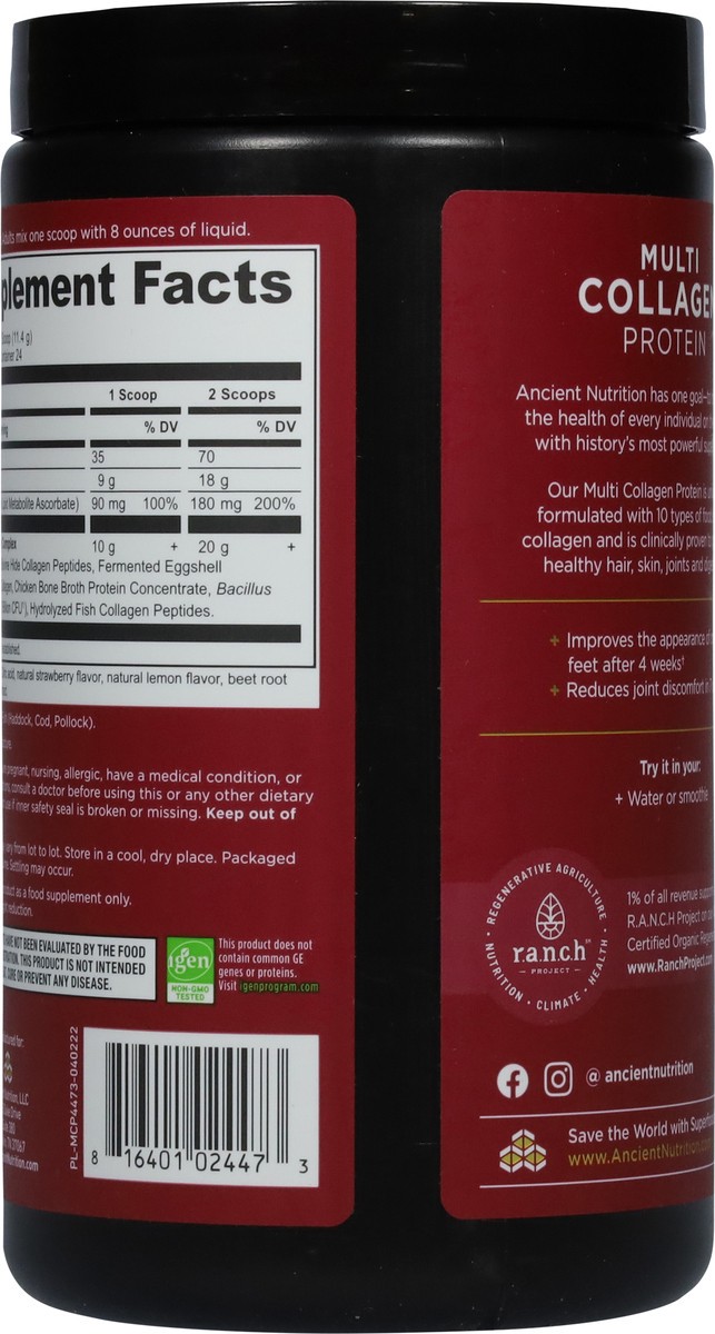 slide 5 of 9, Ancient Nutrition Strawberry Lemonade Multi Collagen Protein 9.65 oz, 9.74 oz