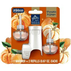 Glade PlugIns Refills Air Freshener, Pumpkin & Ginger, 1.34oz., 1 Warmer + 2 Refills