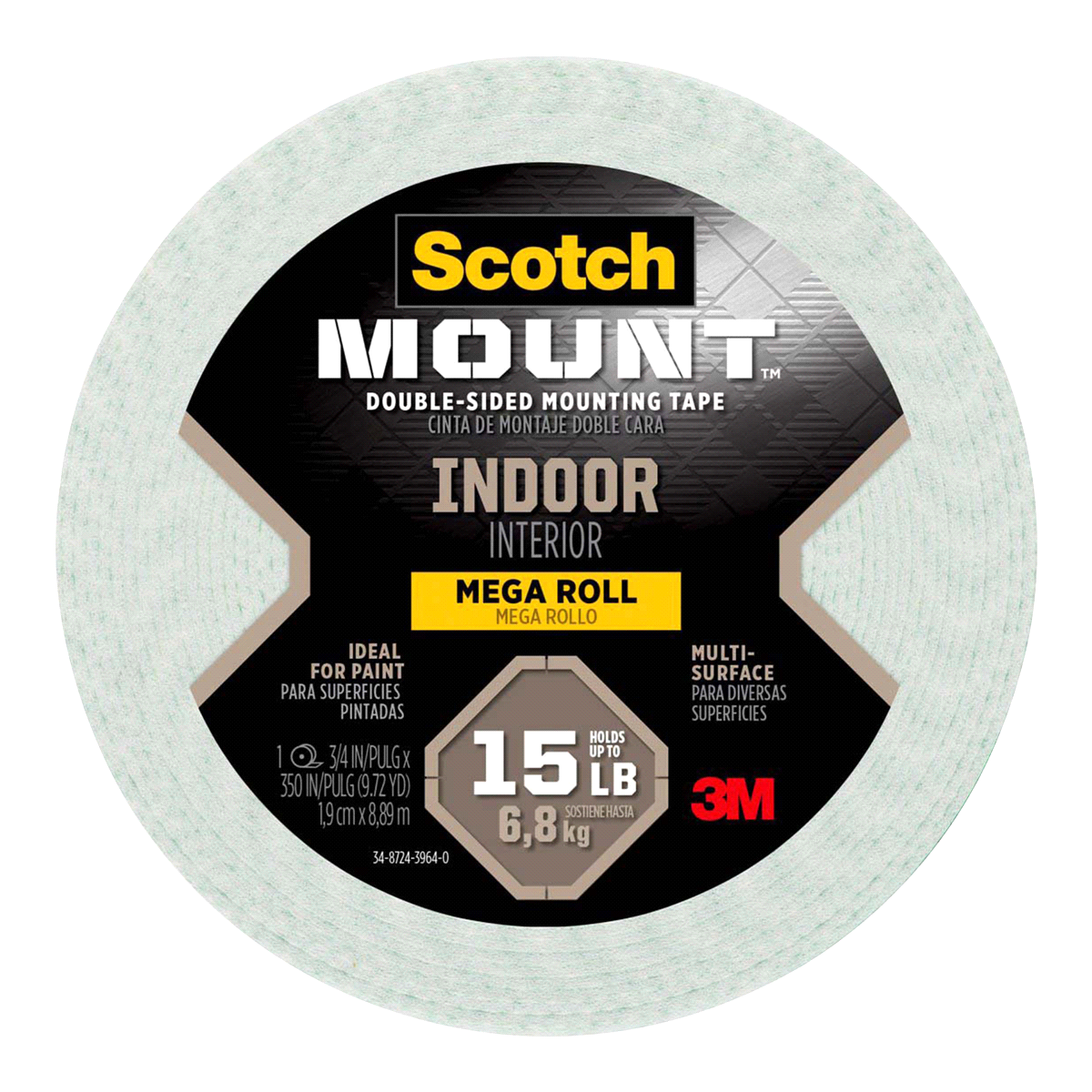 slide 1 of 1, 3M Scotch Indoor Mounting Tape - White, 0.75 in x 350 in