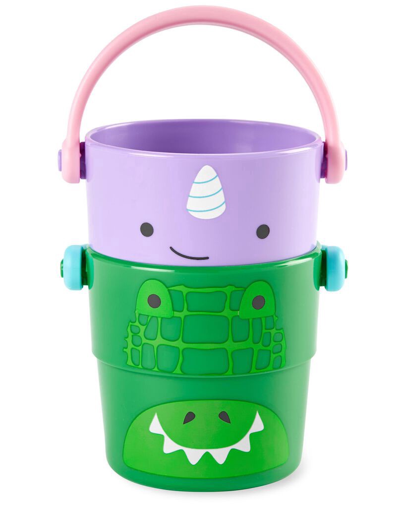 slide 5 of 6, Skiphop Zoo Stack & Pour Buckets Baby Bath Toy Multi NS, 1 ct
