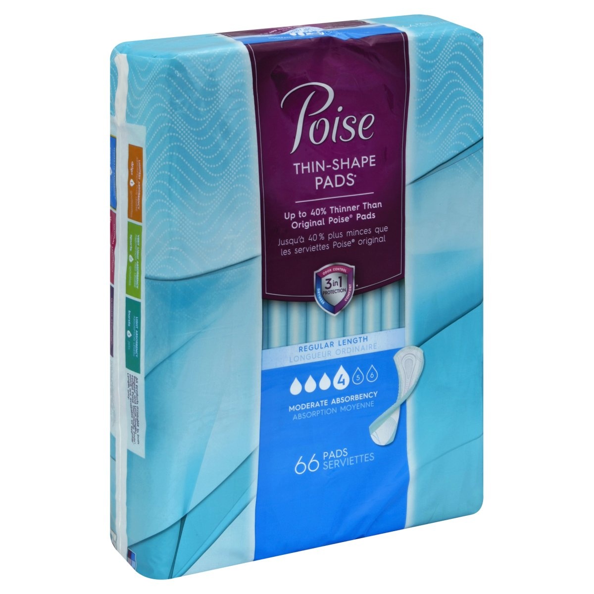 slide 1 of 1, Poise Thin Shape Pads, 66 ct