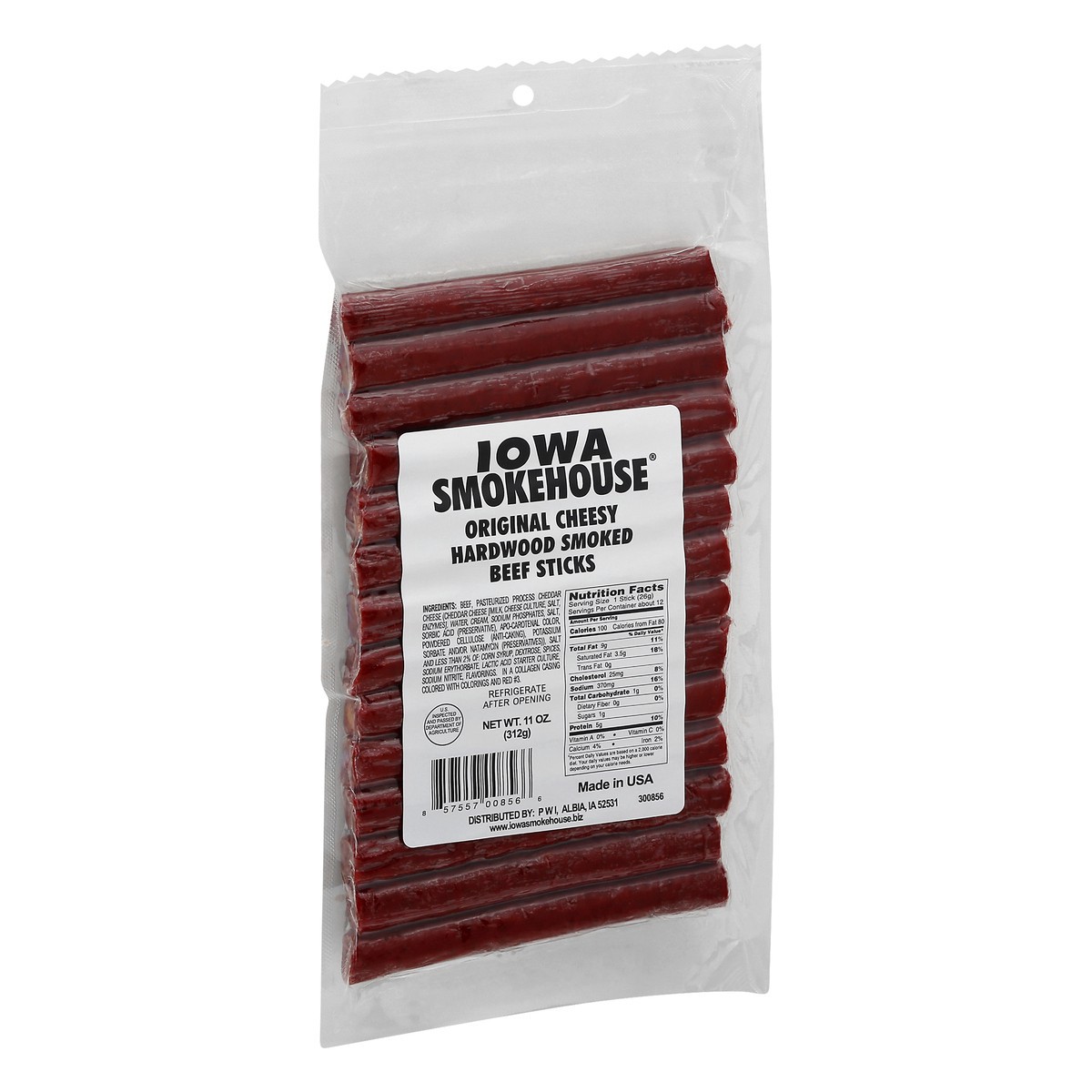 slide 3 of 11, Iowa Smokehouse Hardwood Smoked Original Cheesy Beef Sticks 11 oz, 11 oz