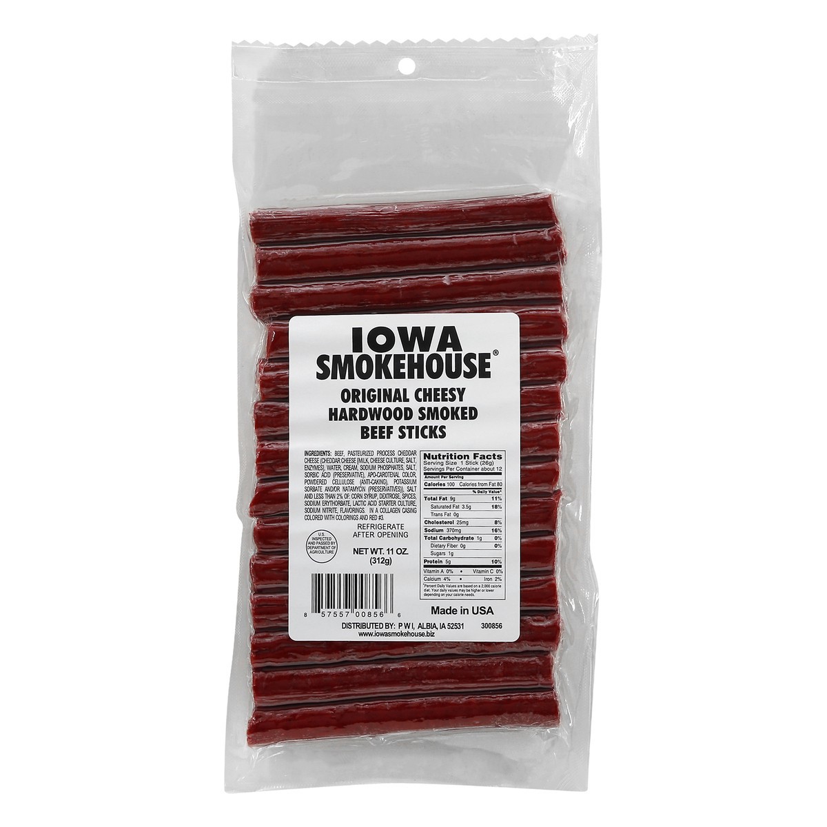 slide 10 of 11, Iowa Smokehouse Hardwood Smoked Original Cheesy Beef Sticks 11 oz, 11 oz