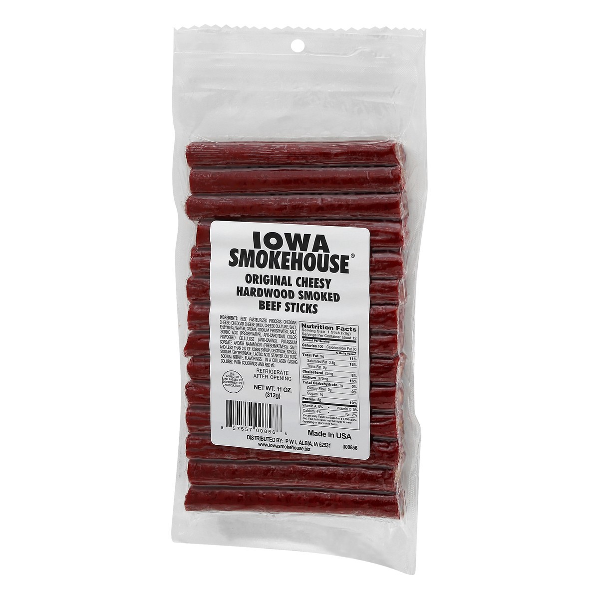 slide 1 of 11, Iowa Smokehouse Hardwood Smoked Original Cheesy Beef Sticks 11 oz, 11 oz