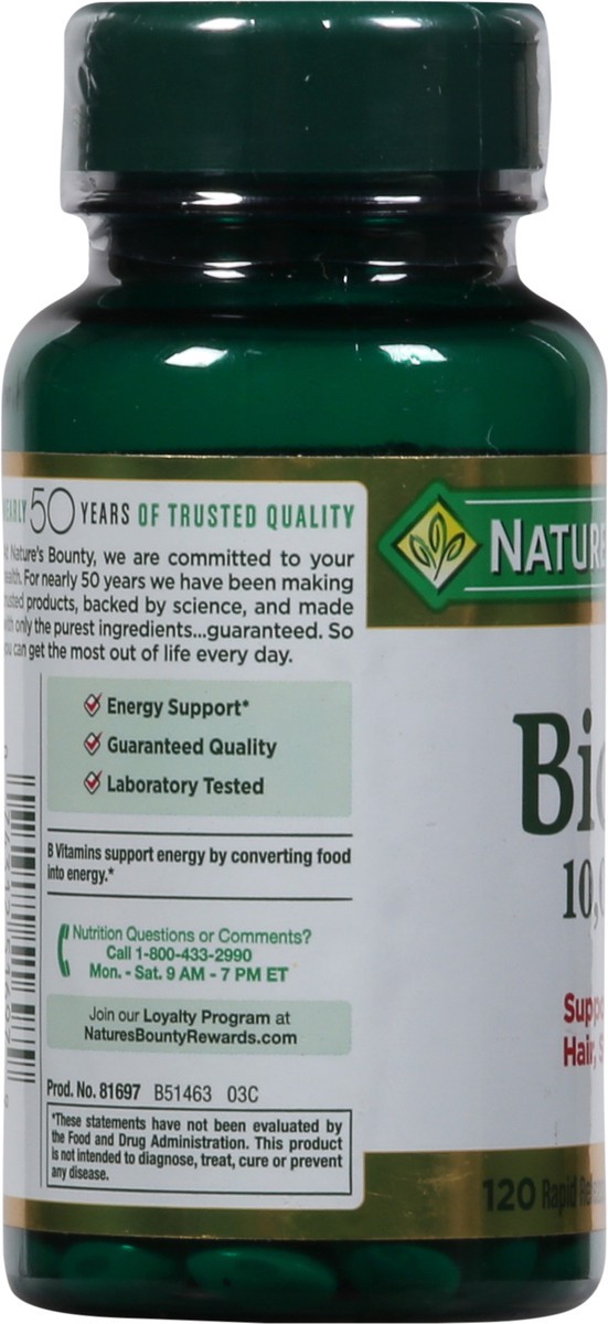 slide 7 of 13, Nature's Bounty 10,000 mcg Biotin 120 Rapid Release Softgels, 120 ct