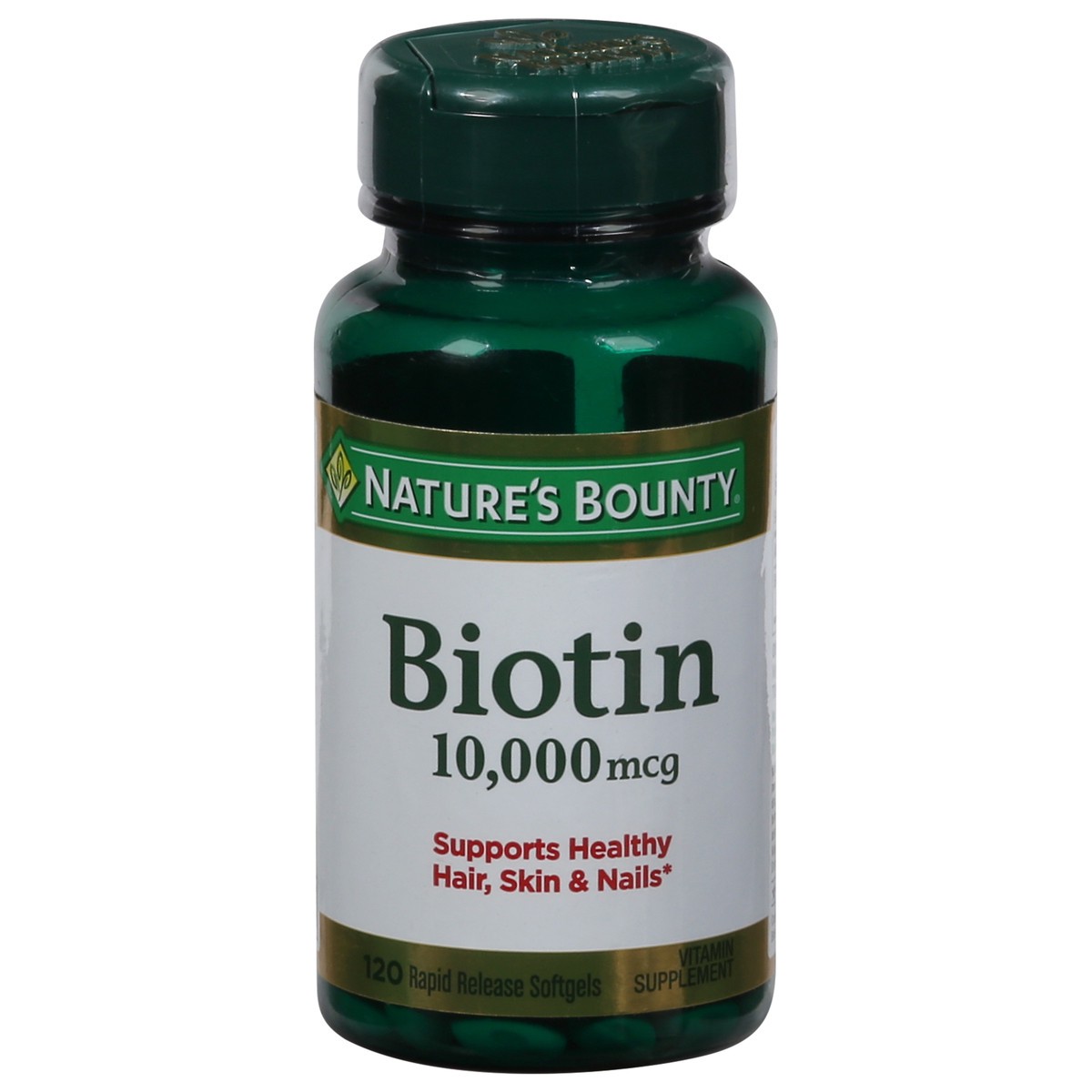 slide 9 of 13, Nature's Bounty 10,000 mcg Biotin 120 Rapid Release Softgels, 120 ct