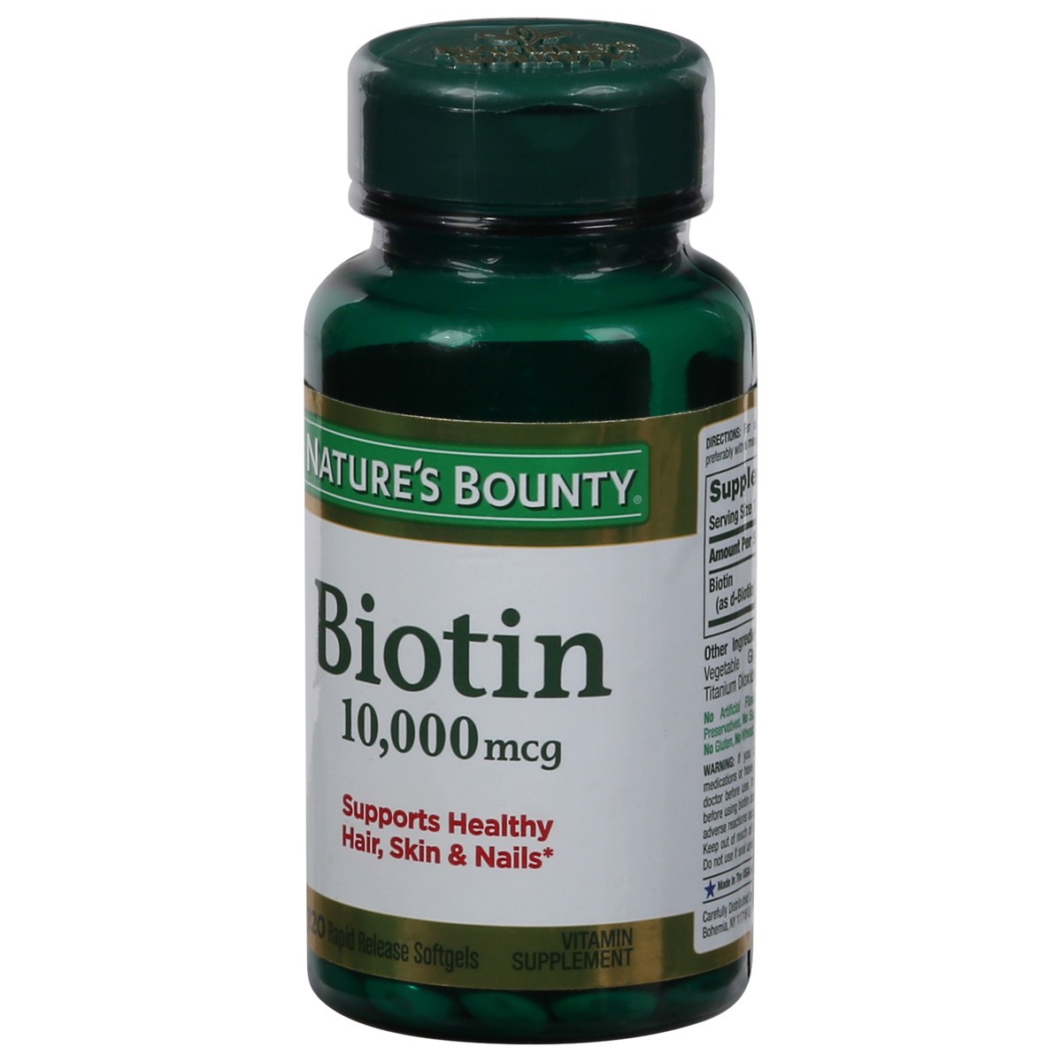 slide 10 of 13, Nature's Bounty 10,000 mcg Biotin 120 Rapid Release Softgels, 120 ct