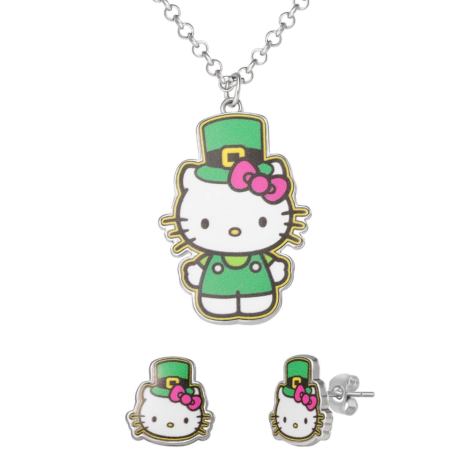 slide 2 of 4, Hello Kitty St. Patrick's Day Necklace & Stud Earring Set, 1 ct