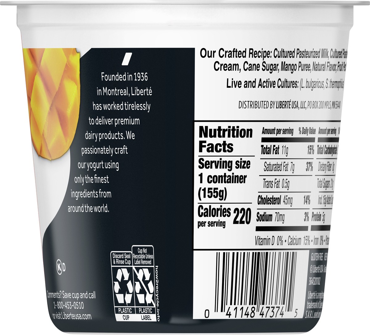 slide 8 of 9, Liberté Yogurt, Mango Whole Milk Yogurt, 5.5 oz, 5.5 oz