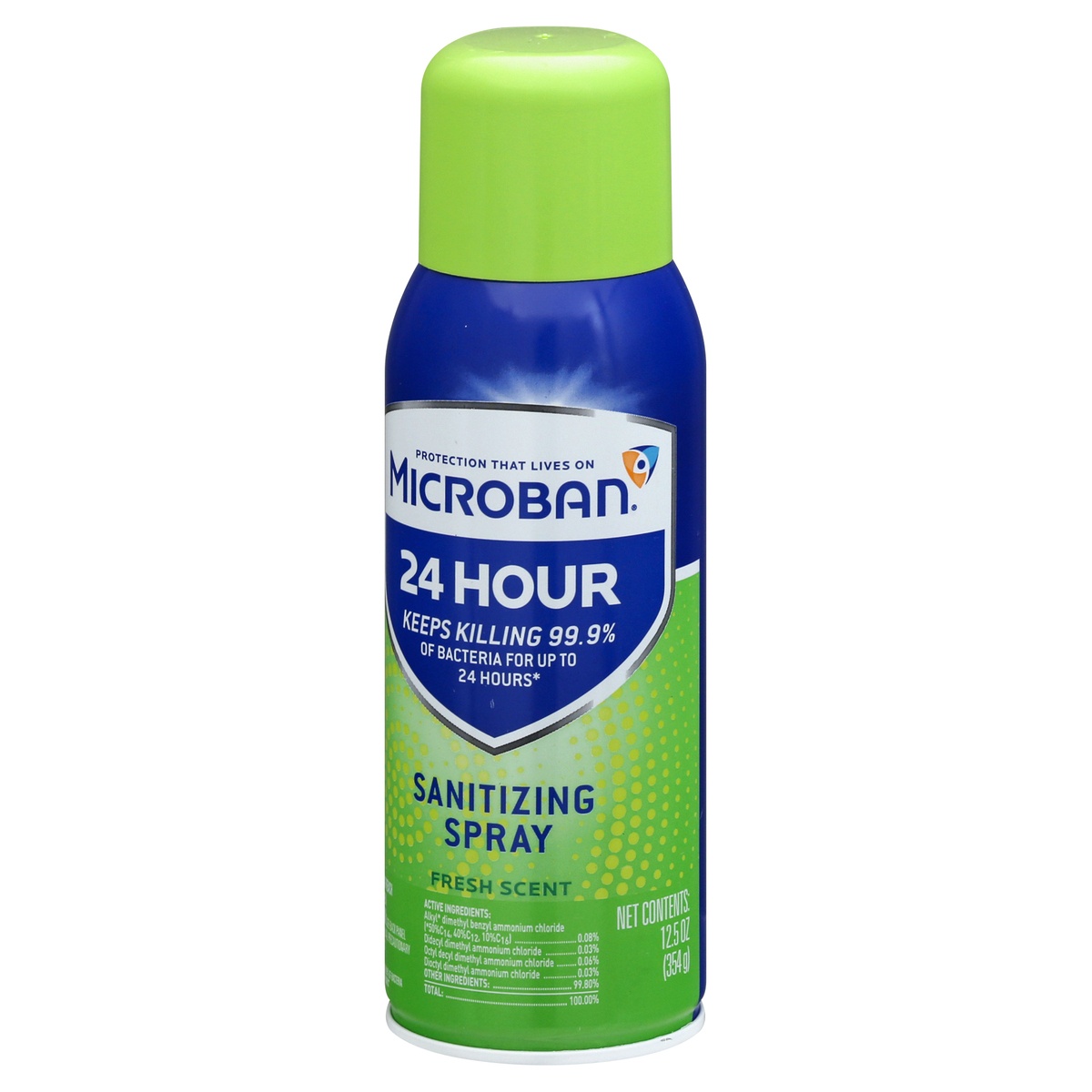 slide 3 of 9, Microban Fresh Scent Sanitizing Spray, 12.5 oz