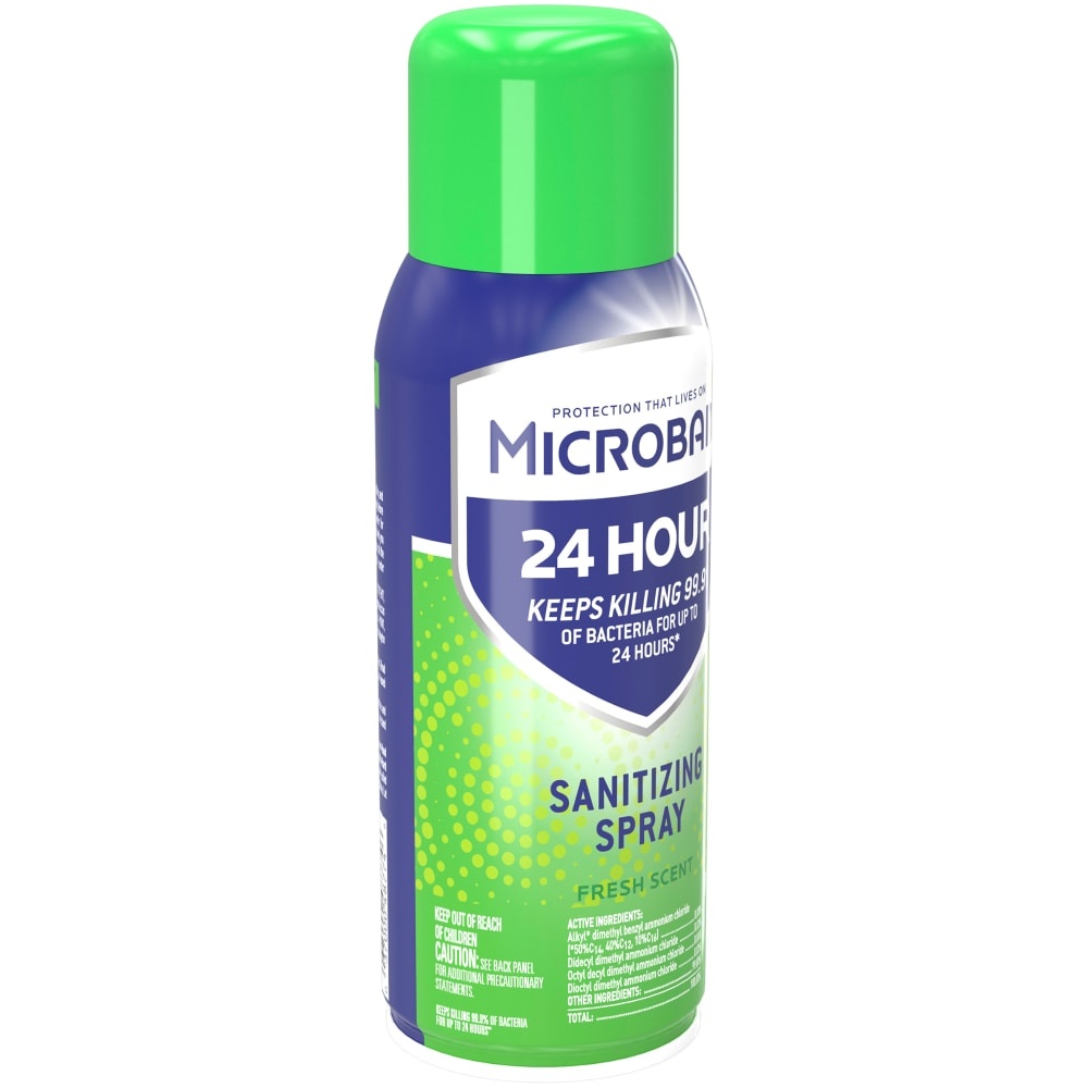 slide 1 of 9, Microban Fresh Scent Sanitizing Spray, 12.5 oz