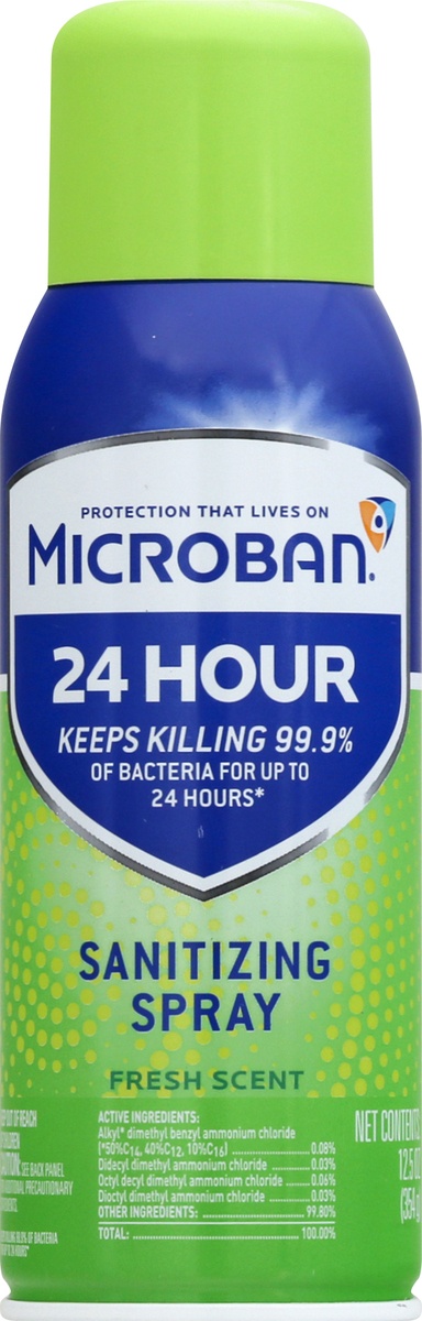 slide 8 of 9, Microban Fresh Scent Sanitizing Spray, 12.5 oz