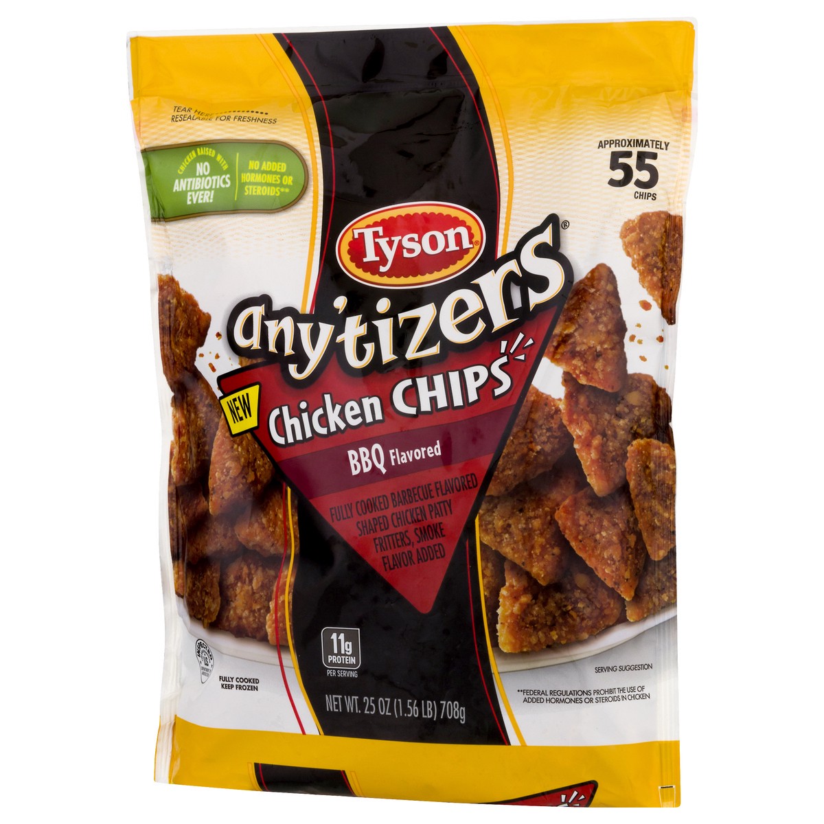 slide 5 of 10, Tyson Any'tizers All Natural* BBQ Flavored Chicken Chips (Frozen), 708.74 g