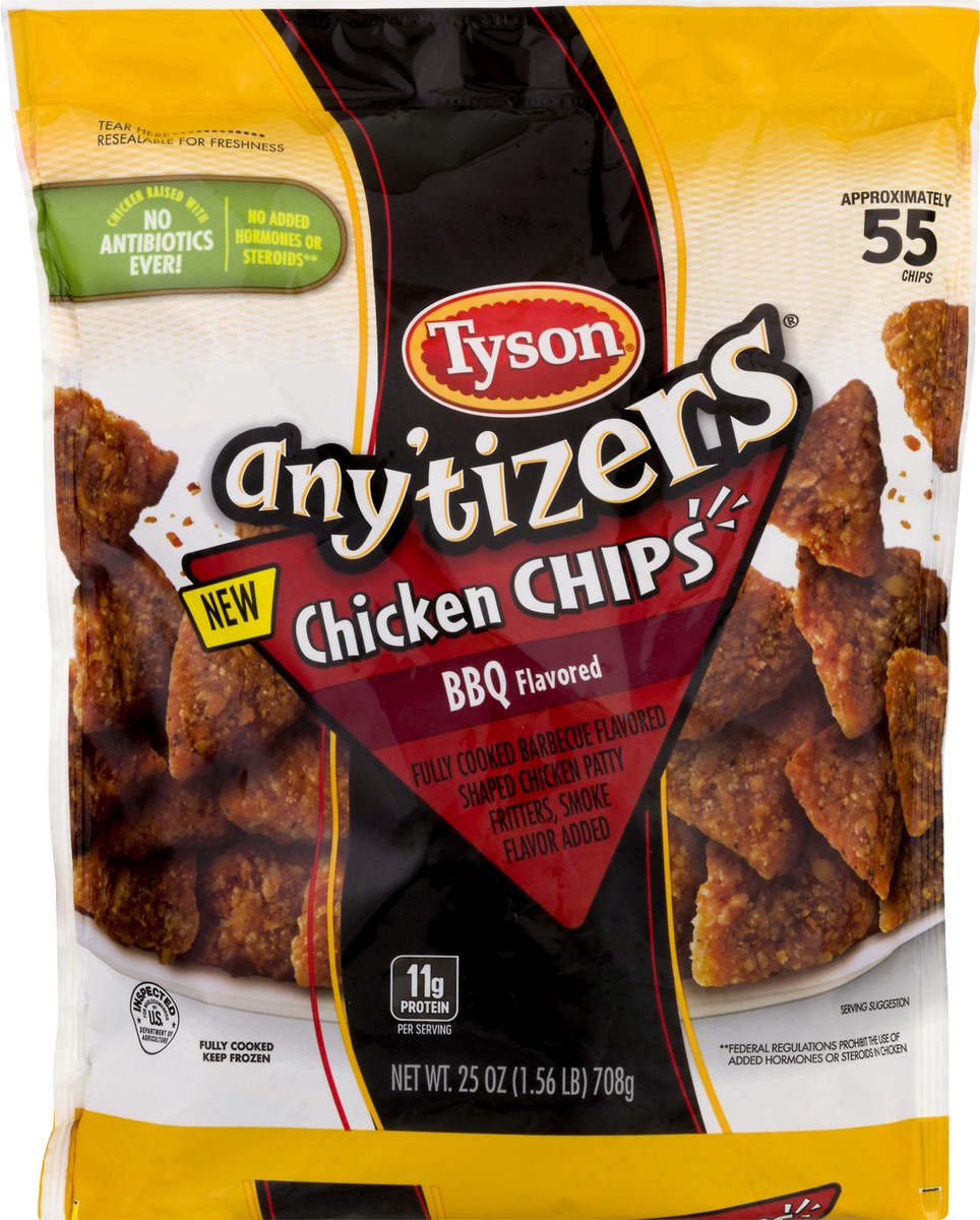 slide 4 of 10, Tyson Any'tizers All Natural* BBQ Flavored Chicken Chips (Frozen), 708.74 g