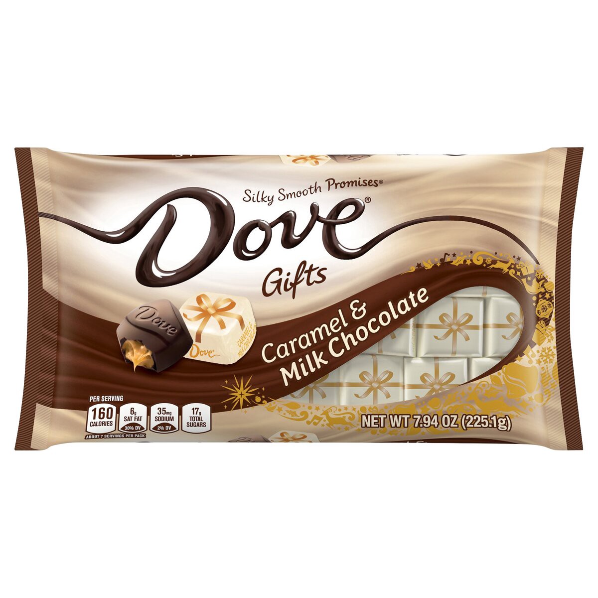 slide 11 of 12, DOVE PROMISES Milk Chocolate Caramel Christmas Candy, 7.94-Ounce Bag, 7.94 oz