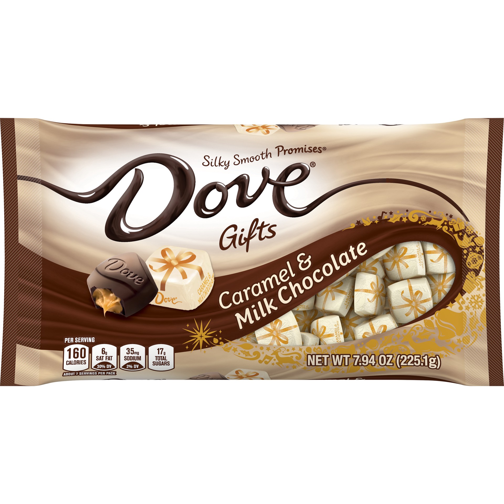 slide 1 of 12, DOVE PROMISES Milk Chocolate Caramel Christmas Candy, 7.94-Ounce Bag, 7.94 oz