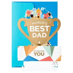 Hallmark Paper Wonder Displayable Pop Up Fathers Day Card, Birthday Card (World's Best Dad Trophy)