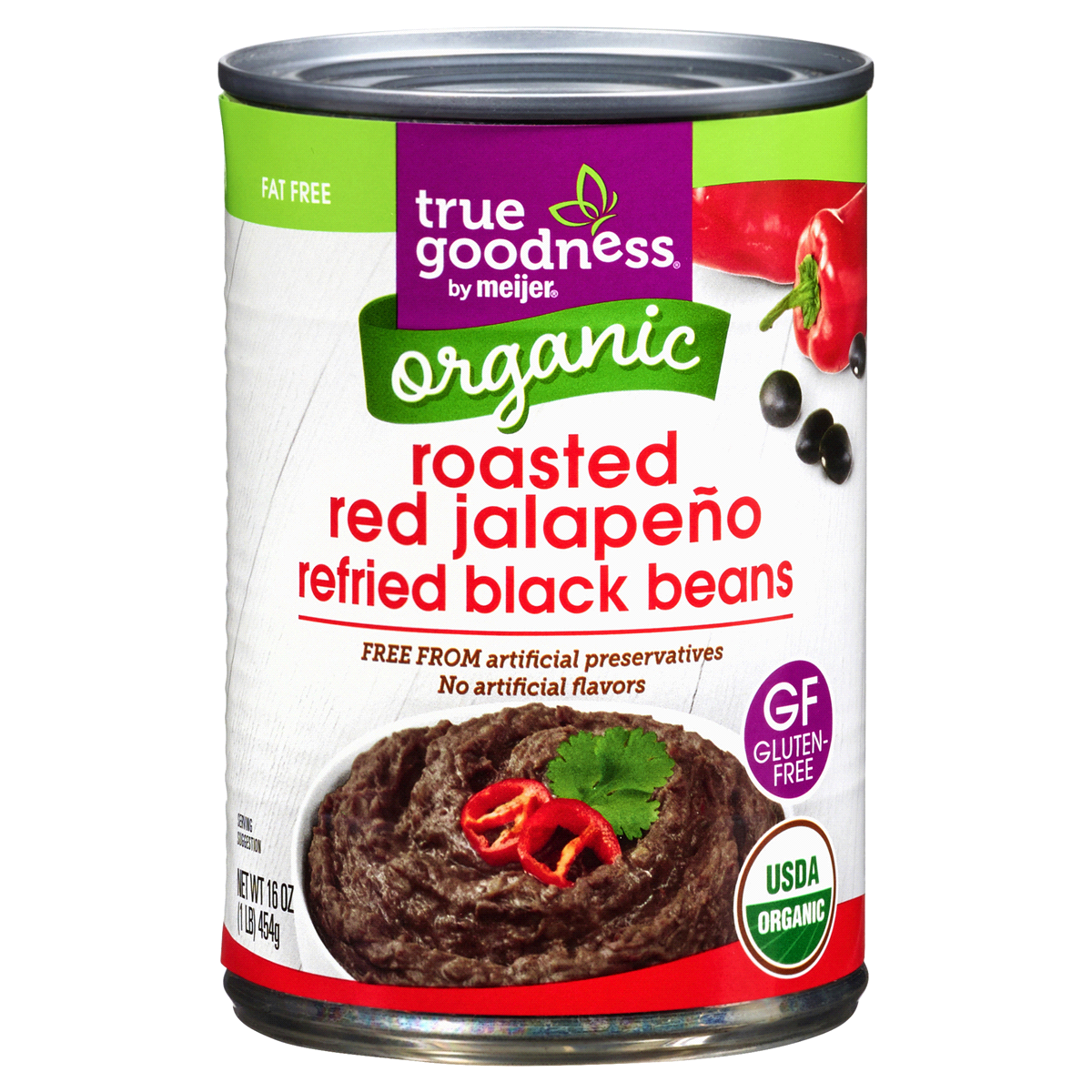 slide 1 of 2, True Goodness Organic Roasted Red Jalapeno Refried Black Beans, 16 oz