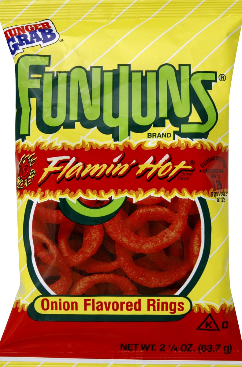 slide 6 of 6, Funyuns Onion Flavored Rings, Flamin' Hot, Hunger Grab, 2.75 oz