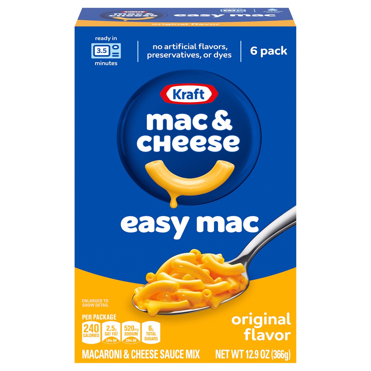 slide 1 of 5, Kraft Easy Mac Original Mac & Cheese Macaroni and Cheese Dinner, 6 ct Packet, 6 ct