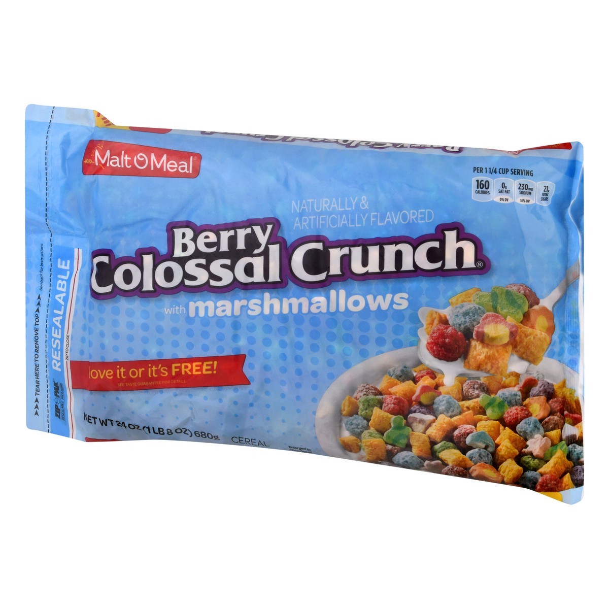 slide 2 of 10, Malt-O-Meal Berry Colossal Crunch with Marshmallows Breakfast Cereal, 24 OZ Bag, 24 oz