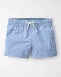 Little Planet Toddler Boy Recycled Solid Swim Trunks - Blue Flag - 4T