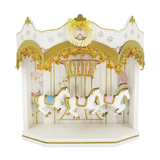 slide 1 of 4, 9.5" White & Gold Carousel Tabletop Decor By Ashland, 9.5 in x 4 in x 9.13 in