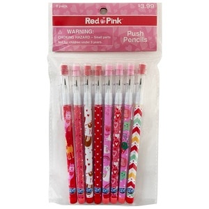 slide 1 of 1, RED AND PINK Push Pencils, 8 ct